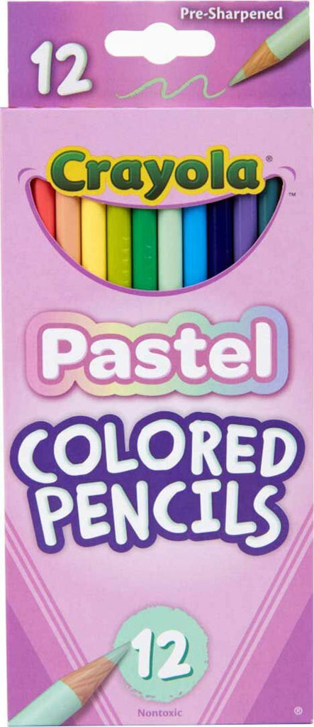 Pastel Colored Pencils 12 Count featuring soft beautiful pastel shades with pre-sharpened tips for immediate use