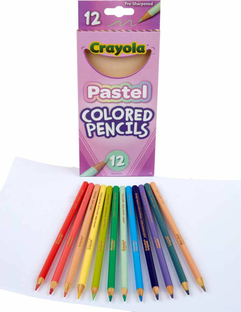 Pastel Colored Pencils 12 Count featuring soft beautiful pastel shades with pre-sharpened tips for immediate use