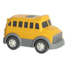 School Bus - Aurora World classic yellow school bus toy with rolling wheels for kids' transportation play