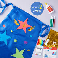 Create Your Own Super Hero Kit with materials to design custom masks, capes, and superhero accessories