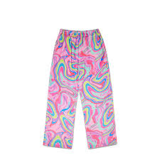 Color Swirl Pajama Pants with bright, vibrant fleece design