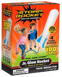 Junior Glow Stomp Rocket with glow-in-the-dark rockets for outdoor launching fun