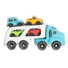 Car Hauler Truck - Aurora World transport truck toy with loading ramp for multiple cars hauling play