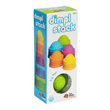 Dimpl Stack modular silicone rings with stackable bubble poppers for sensory play and fidget fun