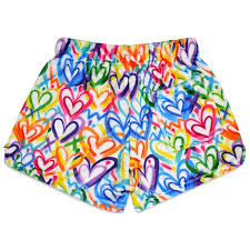 Corey Paige Heart Fleece Shorts with playful heart print