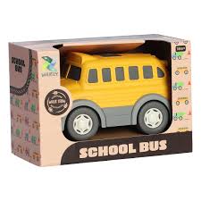 School Bus - Aurora World classic yellow school bus toy with rolling wheels for kids' transportation play