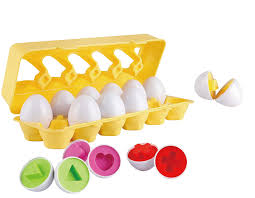 Shape Sorting Eggs educational toy with colorful egg shapes and matching inserts for toddler learning development