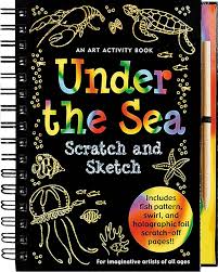 Under the Sea Scratch and Sketch activity book with ocean themes and marine life scenes to reveal