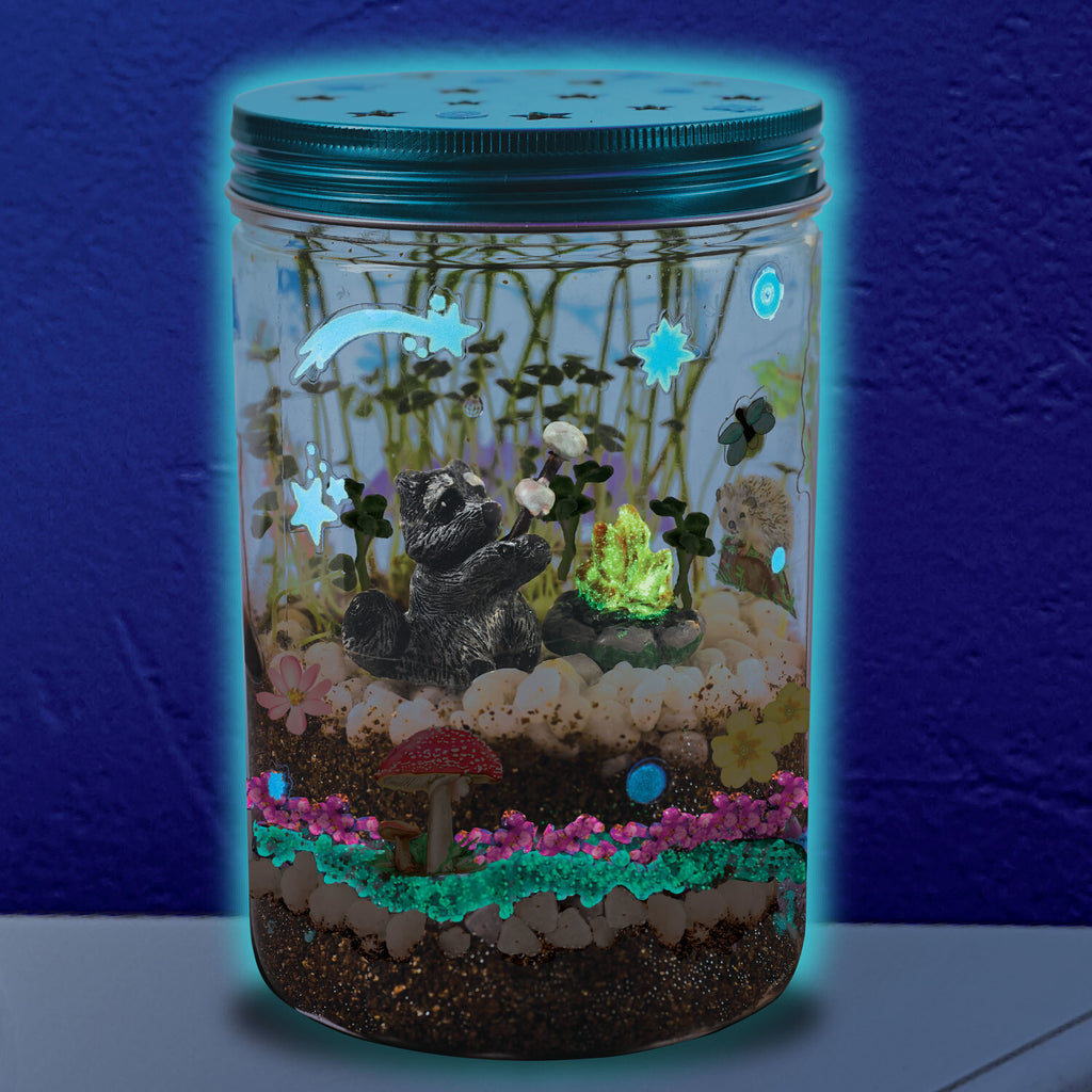 Creativity for Kids Grow N' Glow Terrarium with LED lights, seeds, soil, and decorative elements for plants