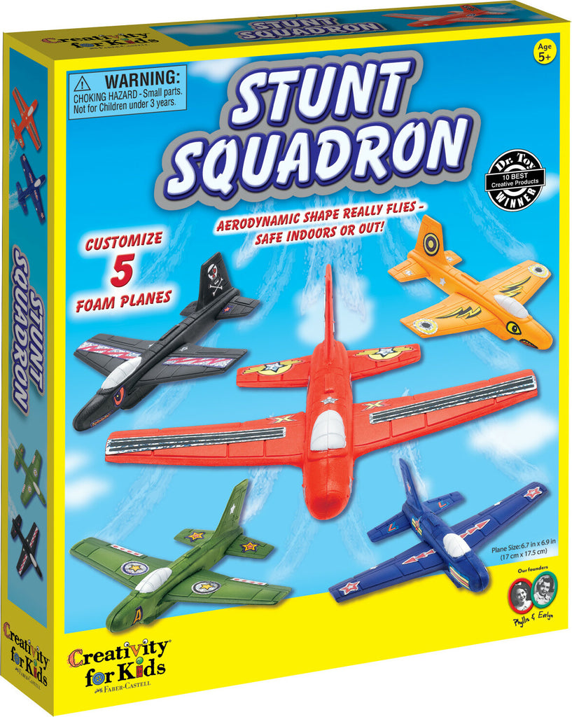 Creativity for Kids Stunt Squadron with foam airplanes, stickers, and decorating supplies for custom aircraft