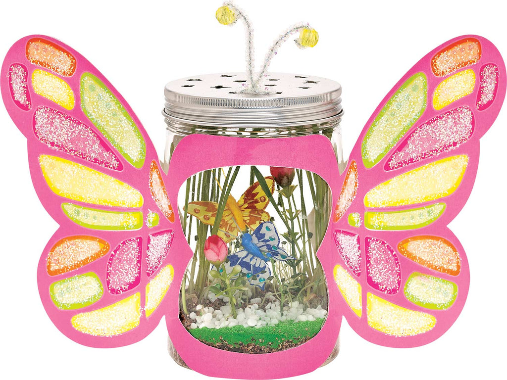 Creativity for Kids Sparkle N' Grow Butterfly Terrarium with plants, crystals, and butterfly decorations