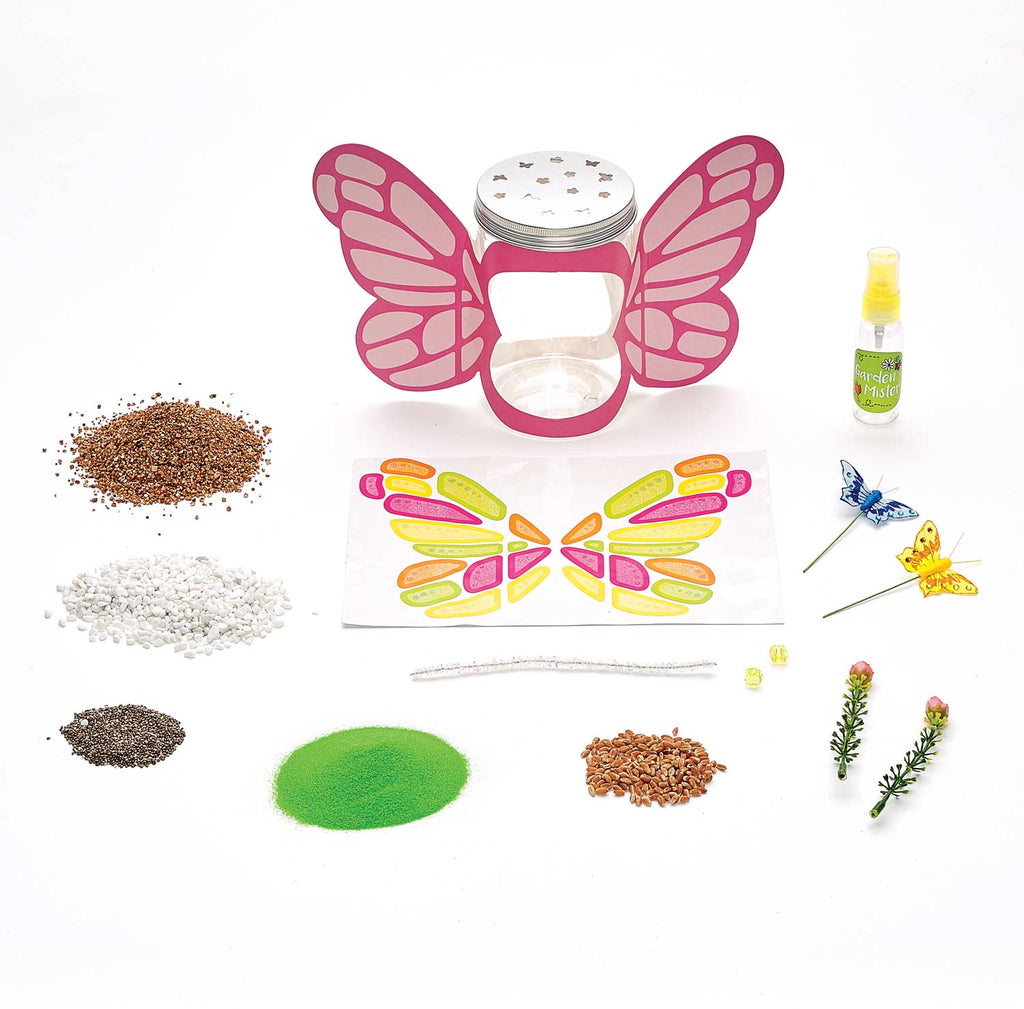 Creativity for Kids Sparkle N' Grow Butterfly Terrarium with plants, crystals, and butterfly decorations