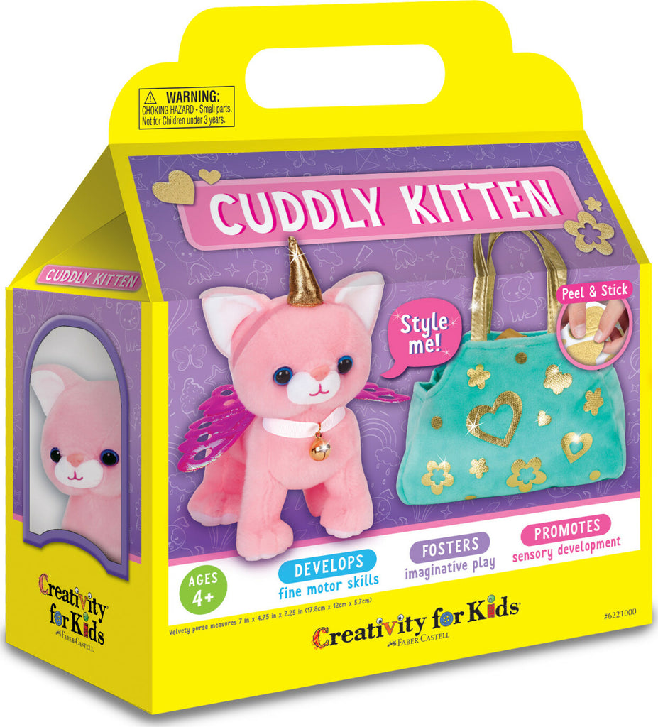 Creativity for Kids Cuddly Kitten sewing kit with pre-cut fabric pieces and stuffing to make a soft kitten
