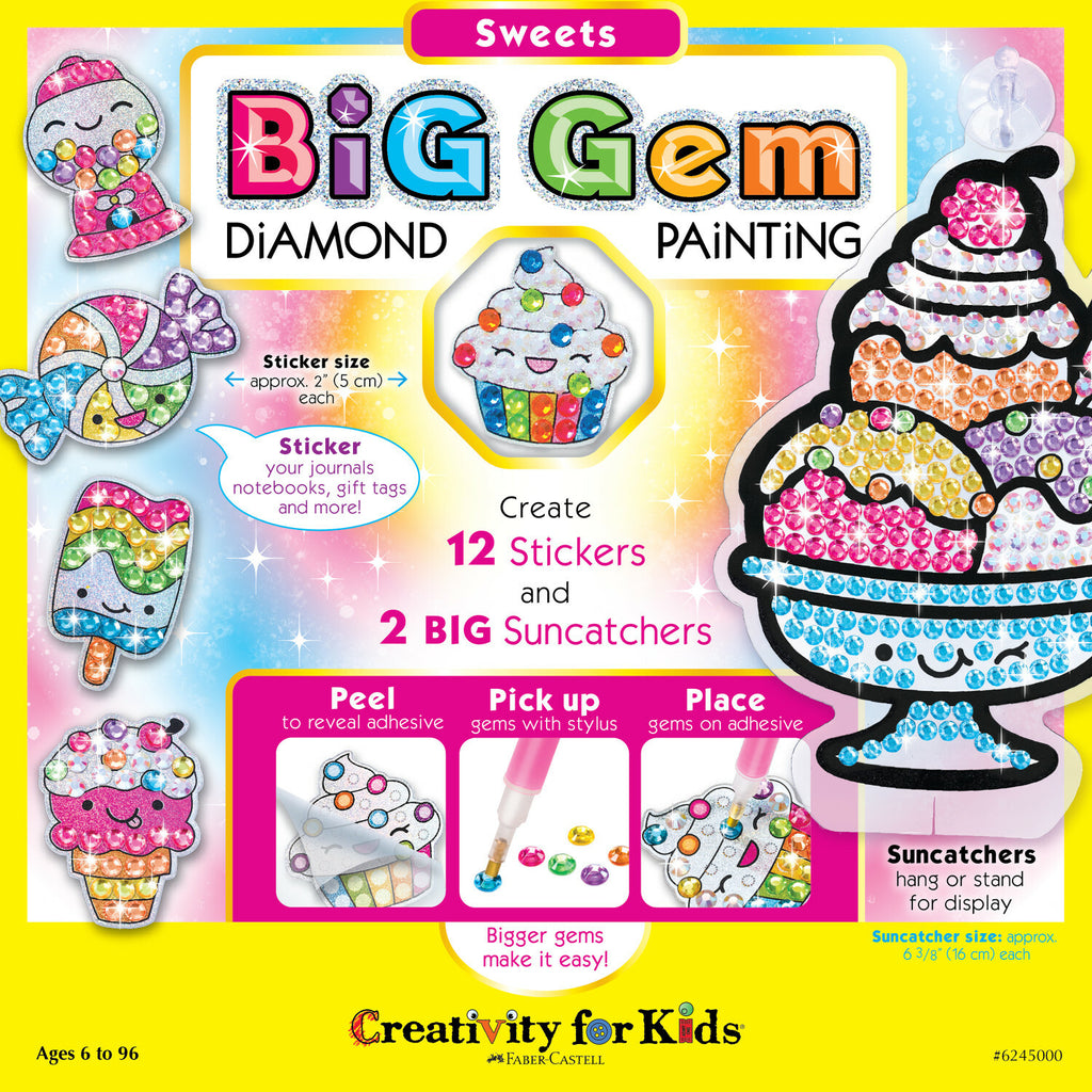 Creativity for Kids Big Gem Diamond Painting Sweets with large colorful gems and cute dessert-themed designs