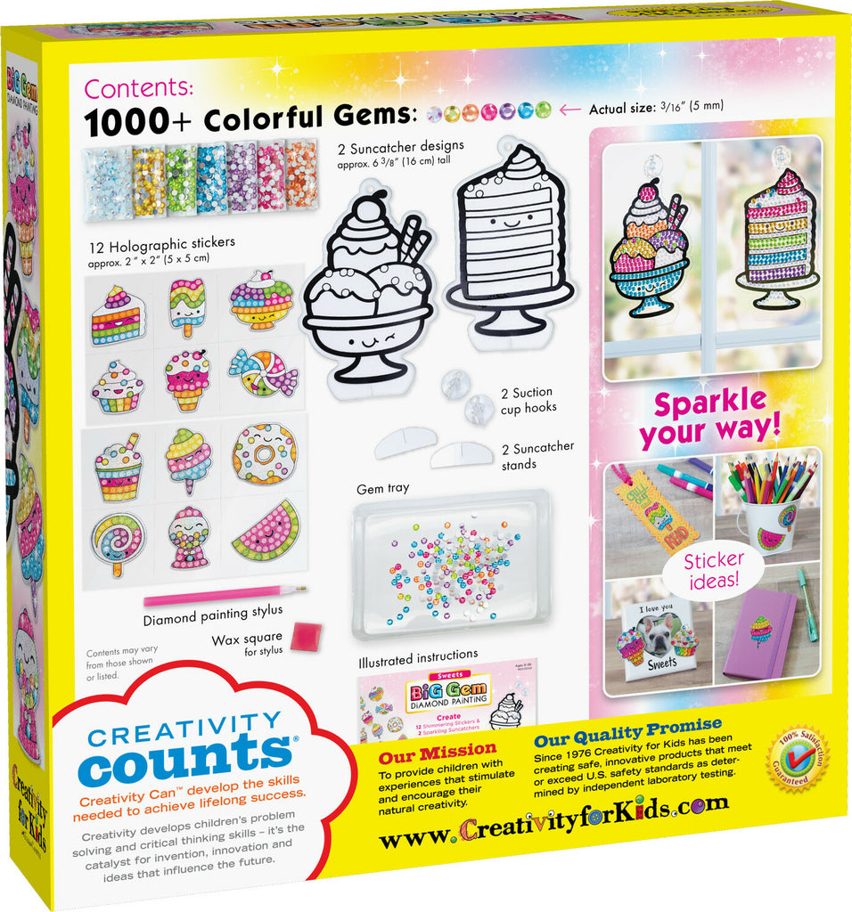 Creativity for Kids Big Gem Diamond Painting Sweets with large colorful gems and cute dessert-themed designs