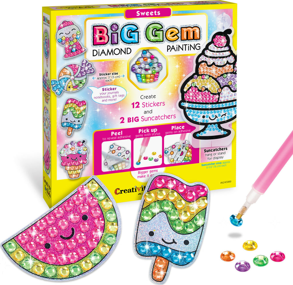 Creativity for Kids Big Gem Diamond Painting Sweets with large colorful gems and cute dessert-themed designs