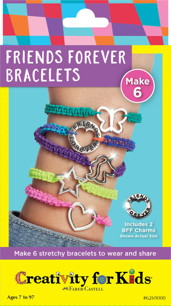 Creativity for Kids Friends Forever Bracelets kit with colorful strings, beads, and charms for making friendship jewelry