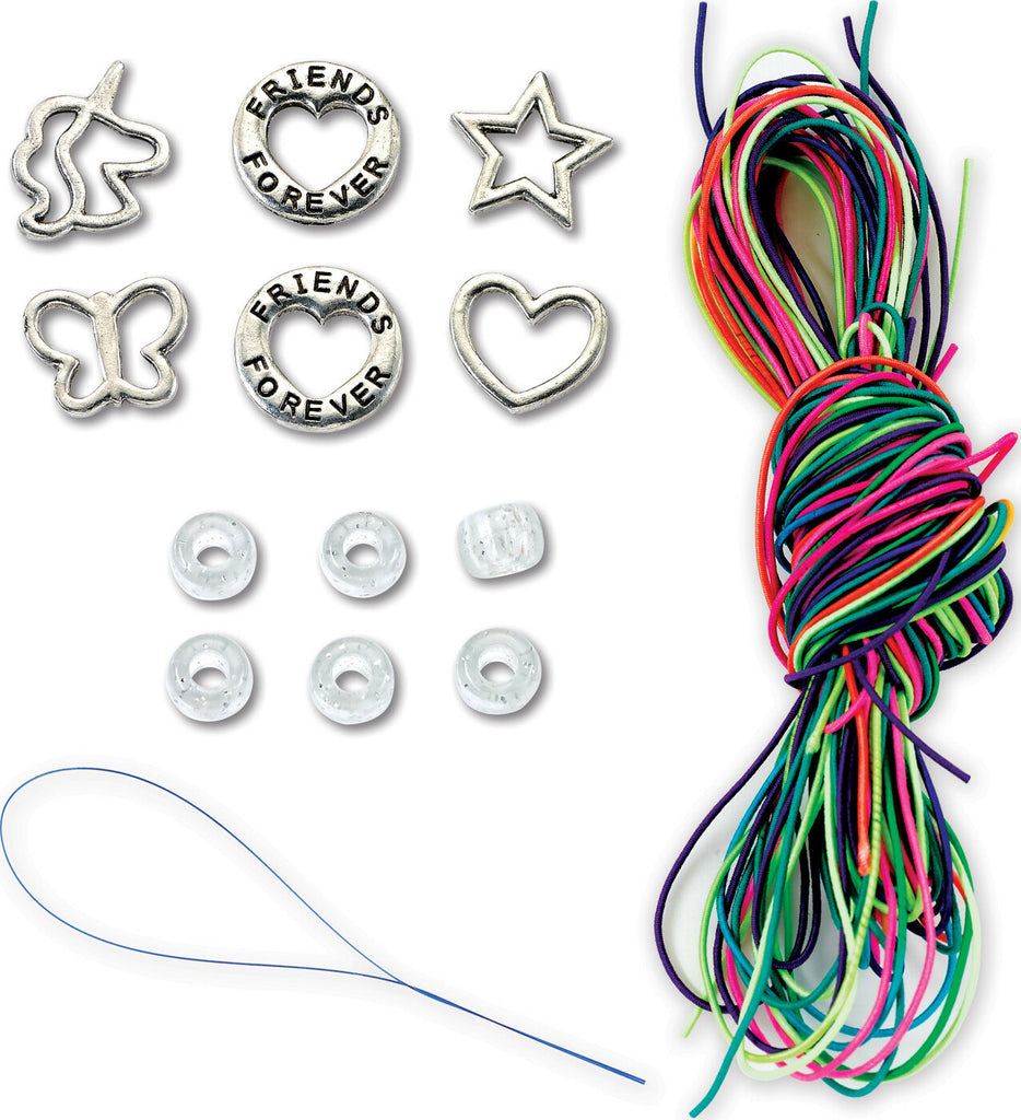 Creativity for Kids Friends Forever Bracelets kit with colorful strings, beads, and charms for making friendship jewelry