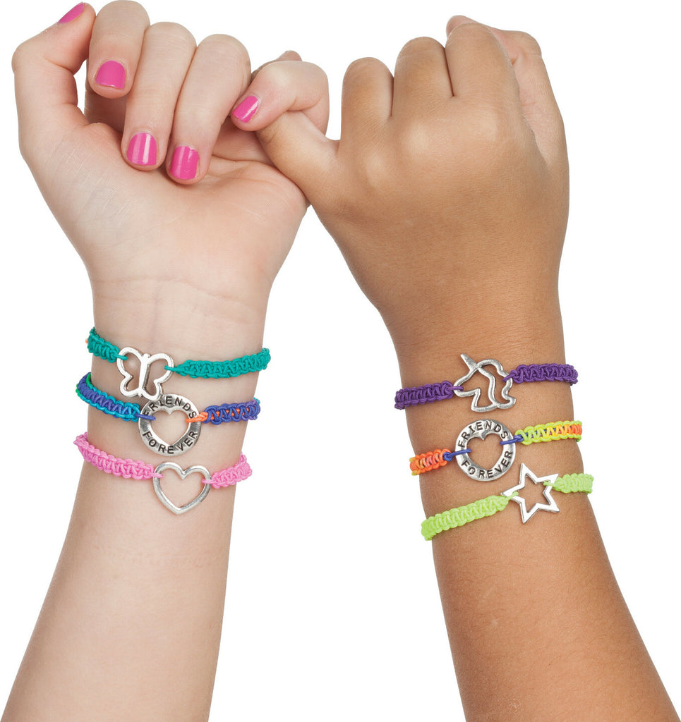 Creativity for Kids Friends Forever Bracelets kit with colorful strings, beads, and charms for making friendship jewelry