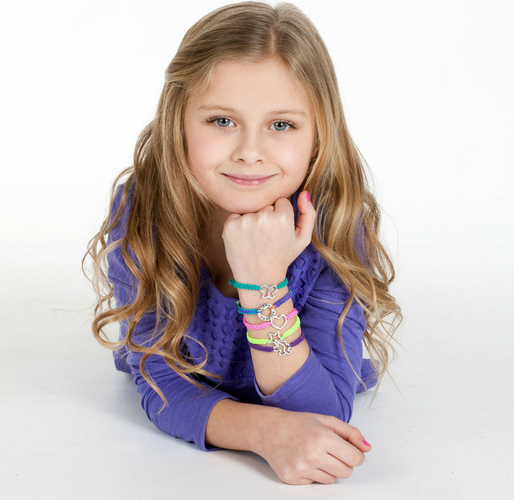 Creativity for Kids Friends Forever Bracelets kit with colorful strings, beads, and charms for making friendship jewelry
