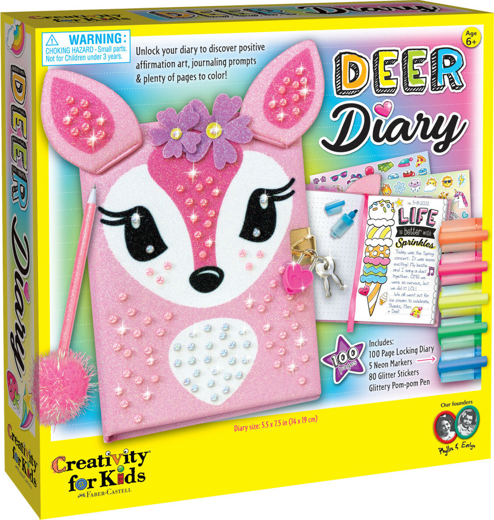 Creativity for Kids Deer Diary with decorative cover, stickers, and writing accessories for personal journaling