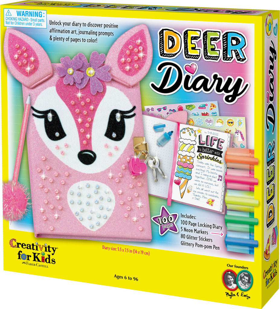 Creativity for Kids Deer Diary with decorative cover, stickers, and writing accessories for personal journaling