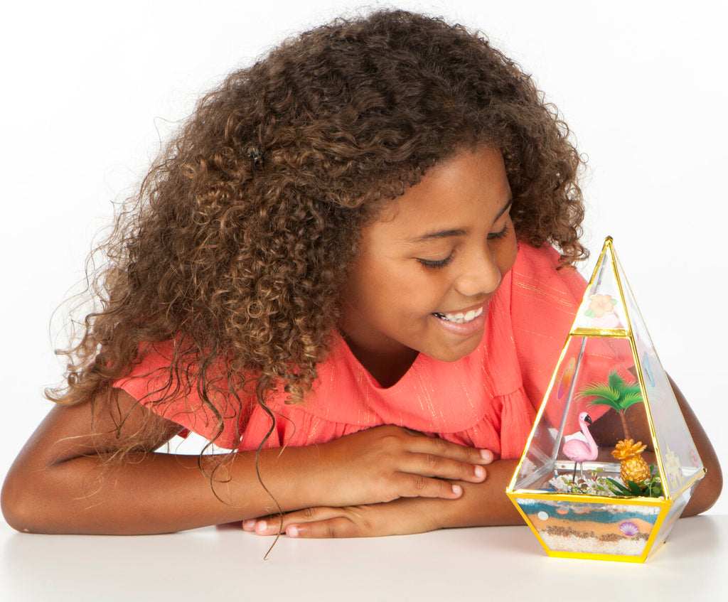 Creativity for Kids Tropical Terrarium with glass dome, plants, decorations, and tropical theme accessories