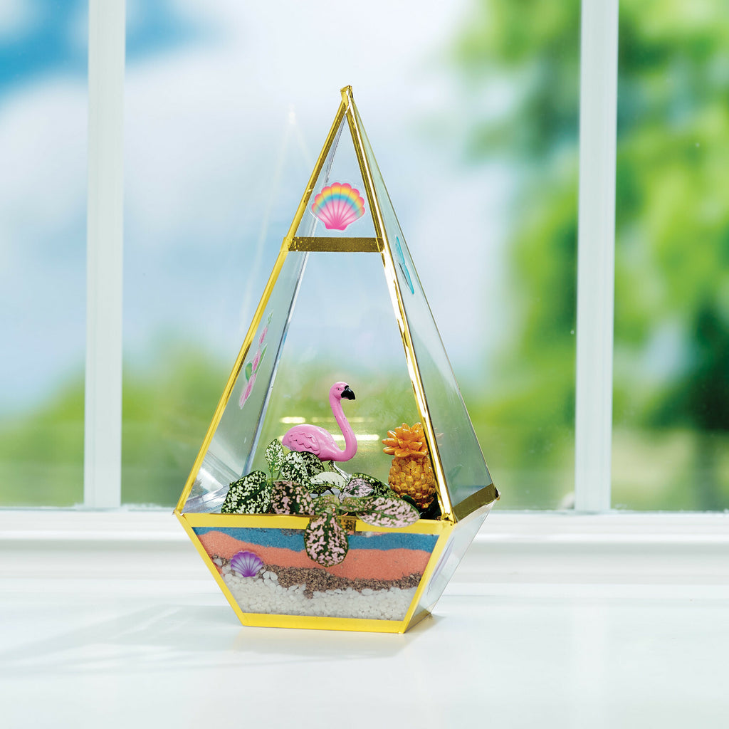 Creativity for Kids Tropical Terrarium with glass dome, plants, decorations, and tropical theme accessories