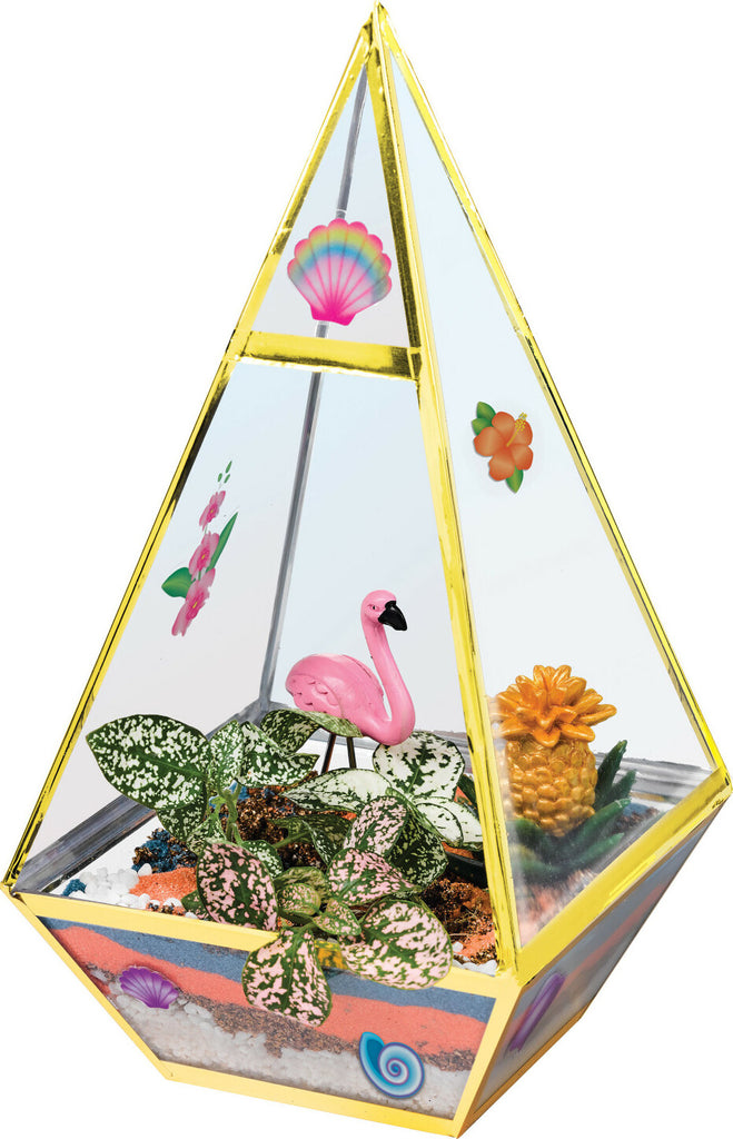 Creativity for Kids Tropical Terrarium with glass dome, plants, decorations, and tropical theme accessories