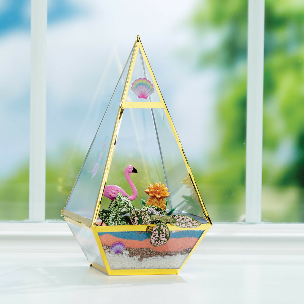 Creativity for Kids Tropical Terrarium with glass dome, plants, decorations, and tropical theme accessories