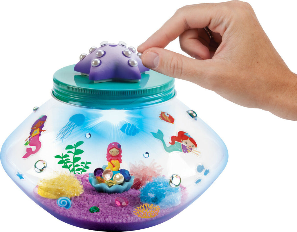Creativity for Kids Crystal Mermaid Terrarium with crystal growing materials and underwater mermaid decorations
