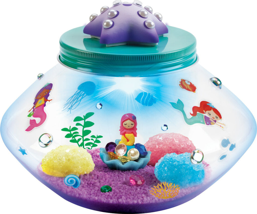 Creativity for Kids Crystal Mermaid Terrarium with crystal growing materials and underwater mermaid decorations
