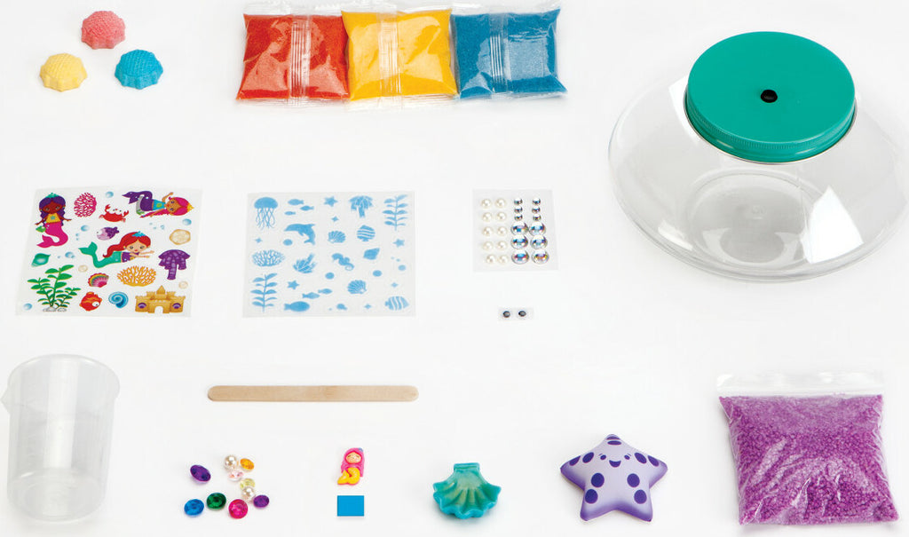 Creativity for Kids Crystal Mermaid Terrarium with crystal growing materials and underwater mermaid decorations