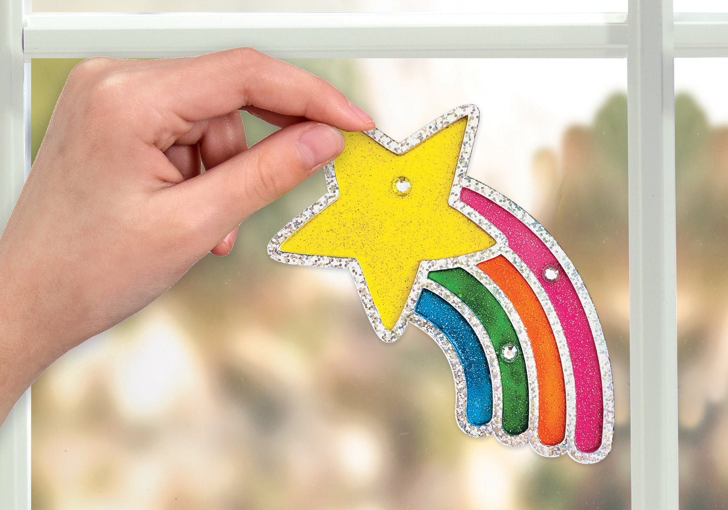 Creativity for Kids Rainbow Sprinkles Easy Sparkle Window Art with gel crystals and rainbow designs