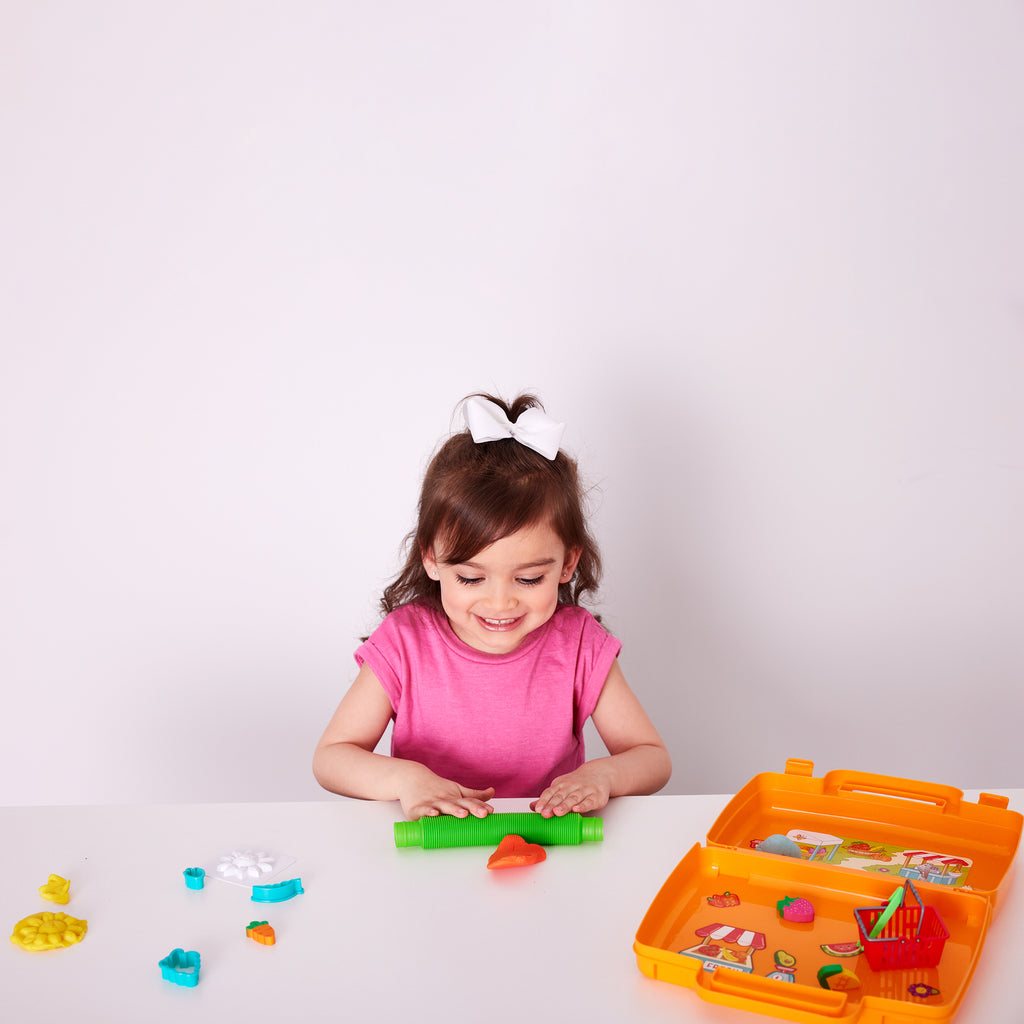 Creativity for Kids Sensory On The Go Farmer's Market with portable sensory bin and farm-themed accessories