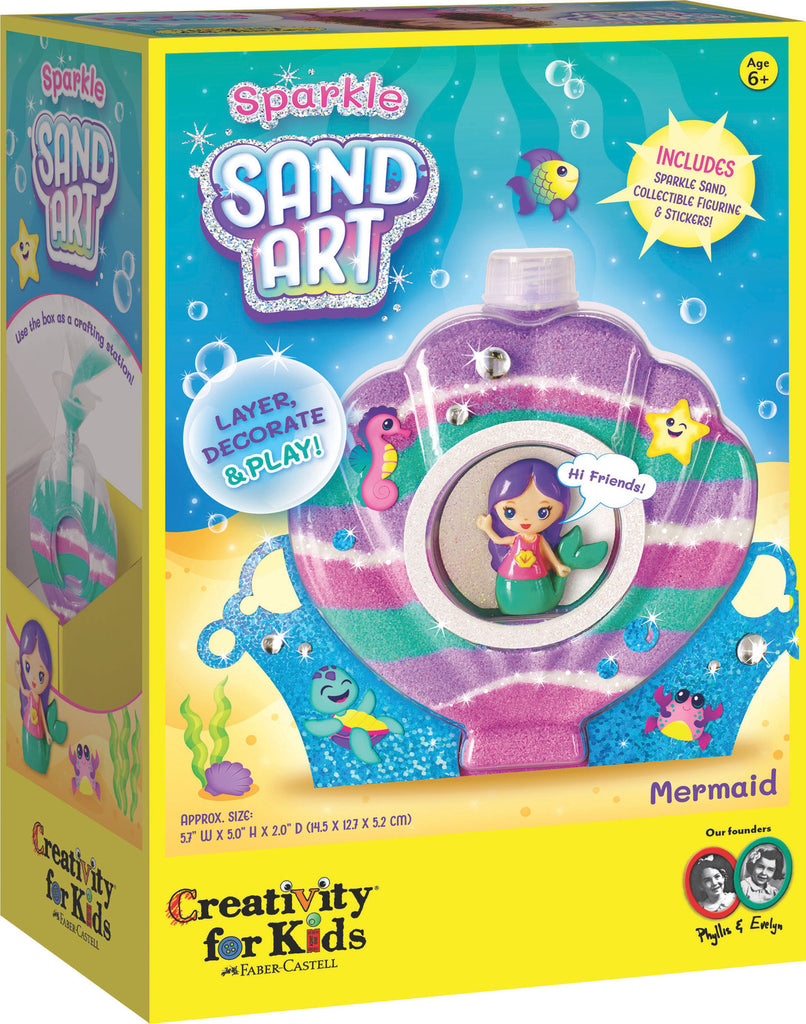 Creativity for Kids Sparkle Sand Art Mermaid with shimmery colored sand and underwater-themed art templates