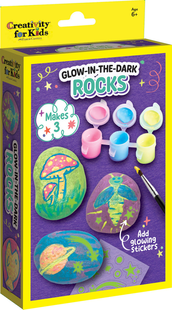 Creativity for Kids Glow In The Dark Rocks with special glow paint and real rocks for nighttime art