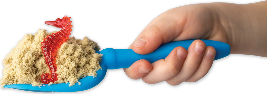 Creativity for Kids Sensory Bin Beach with kinetic sand, beach toys, shells, and summer accessories