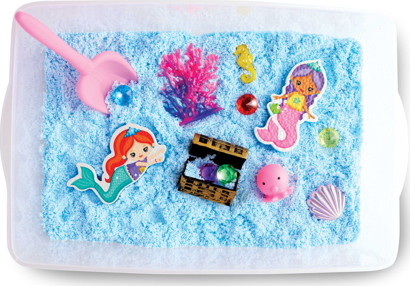 Creativity for Kids Sensory Bin Mermaid with kinetic sand, mermaid figures, and underwater accessories