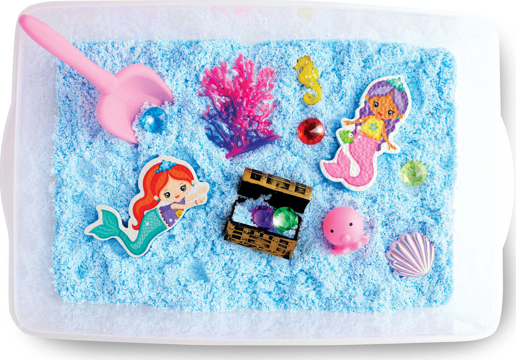 Creativity for Kids Sensory Bin Mermaid with kinetic sand, mermaid figures, and underwater accessories