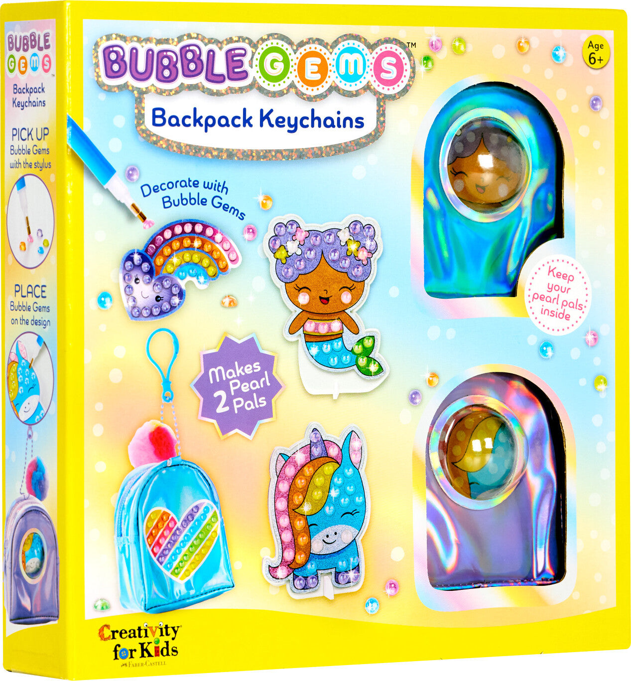 Creativity for Kids Bubble Gems Backpack Keychains with colorful gems and keychain hardware for customizing