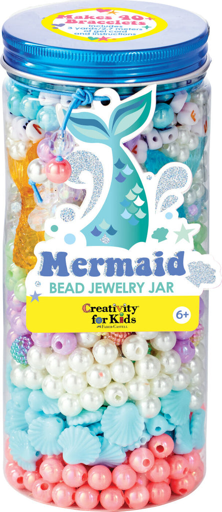 Creativity for Kids Mermaid Bead Jewelry Jar with ocean-themed beads and underwater jewelry making supplies