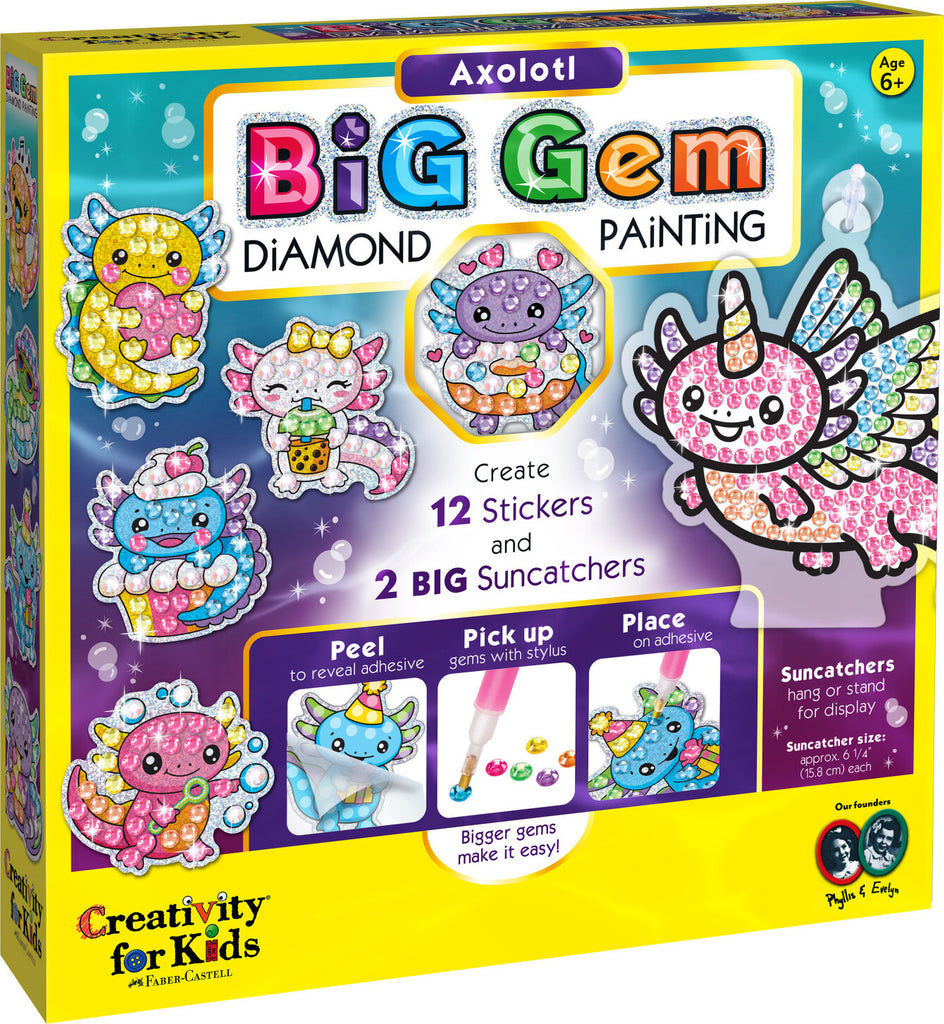 Creativity for Kids Big Gem Diamond Painting Axolotl with large sparkly gems and cute axolotl design