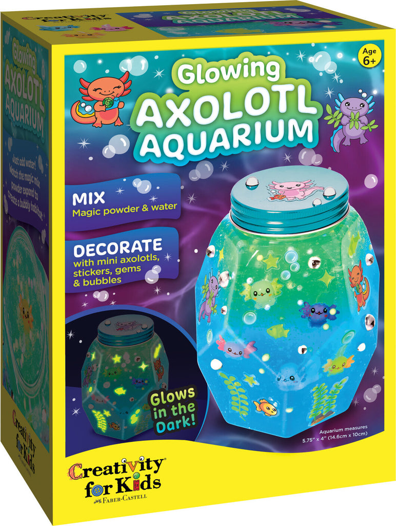 Creativity for Kids Glowing Axolotl Aquarium with 5 axolotl figures, glow elements, and aquatic habitat