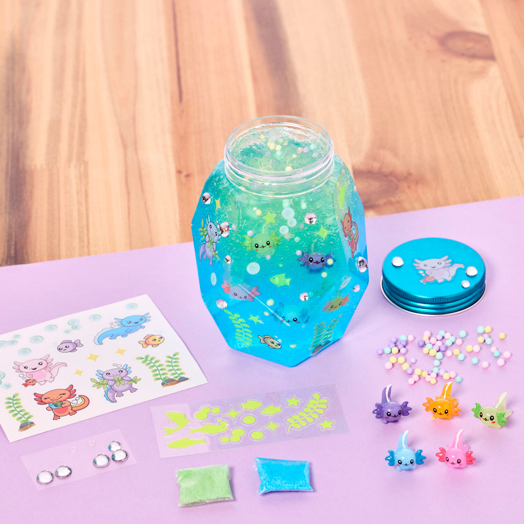 Creativity for Kids Glowing Axolotl Aquarium with 5 axolotl figures, glow elements, and aquatic habitat