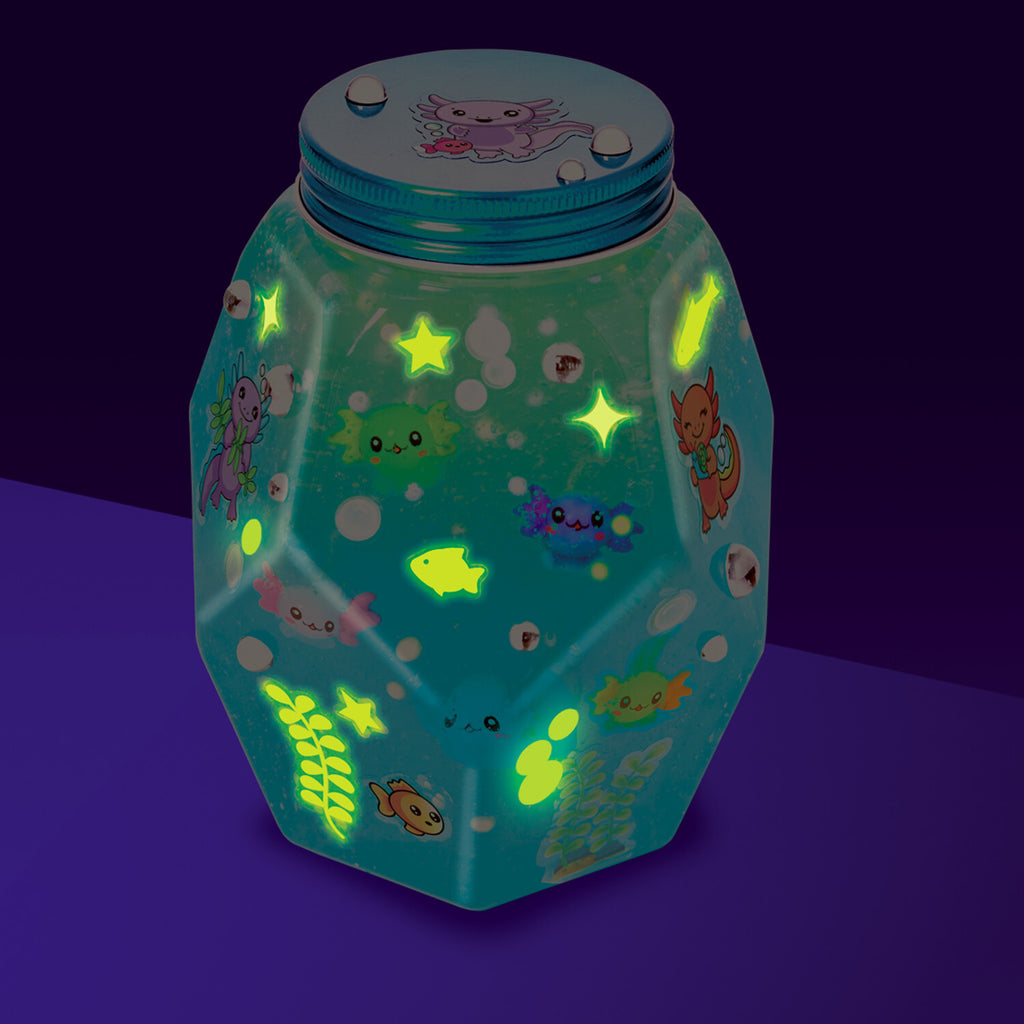 Creativity for Kids Glowing Axolotl Aquarium with 5 axolotl figures, glow elements, and aquatic habitat