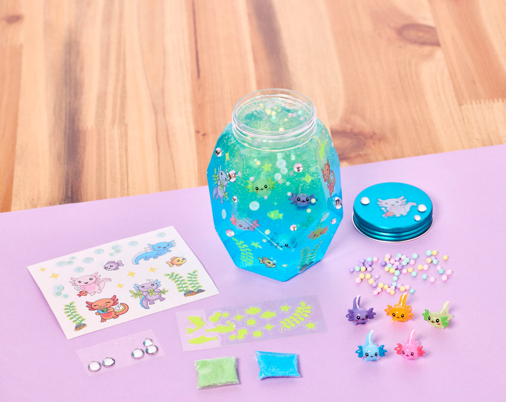 Creativity for Kids Glowing Axolotl Aquarium with 5 axolotl figures, glow elements, and aquatic habitat