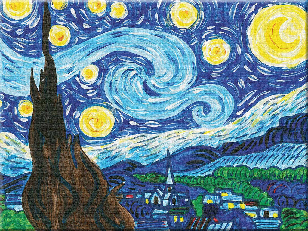 Faber-Castell Paint by Number Museum Series featuring Van Gogh's The Starry Night with numbered painting system