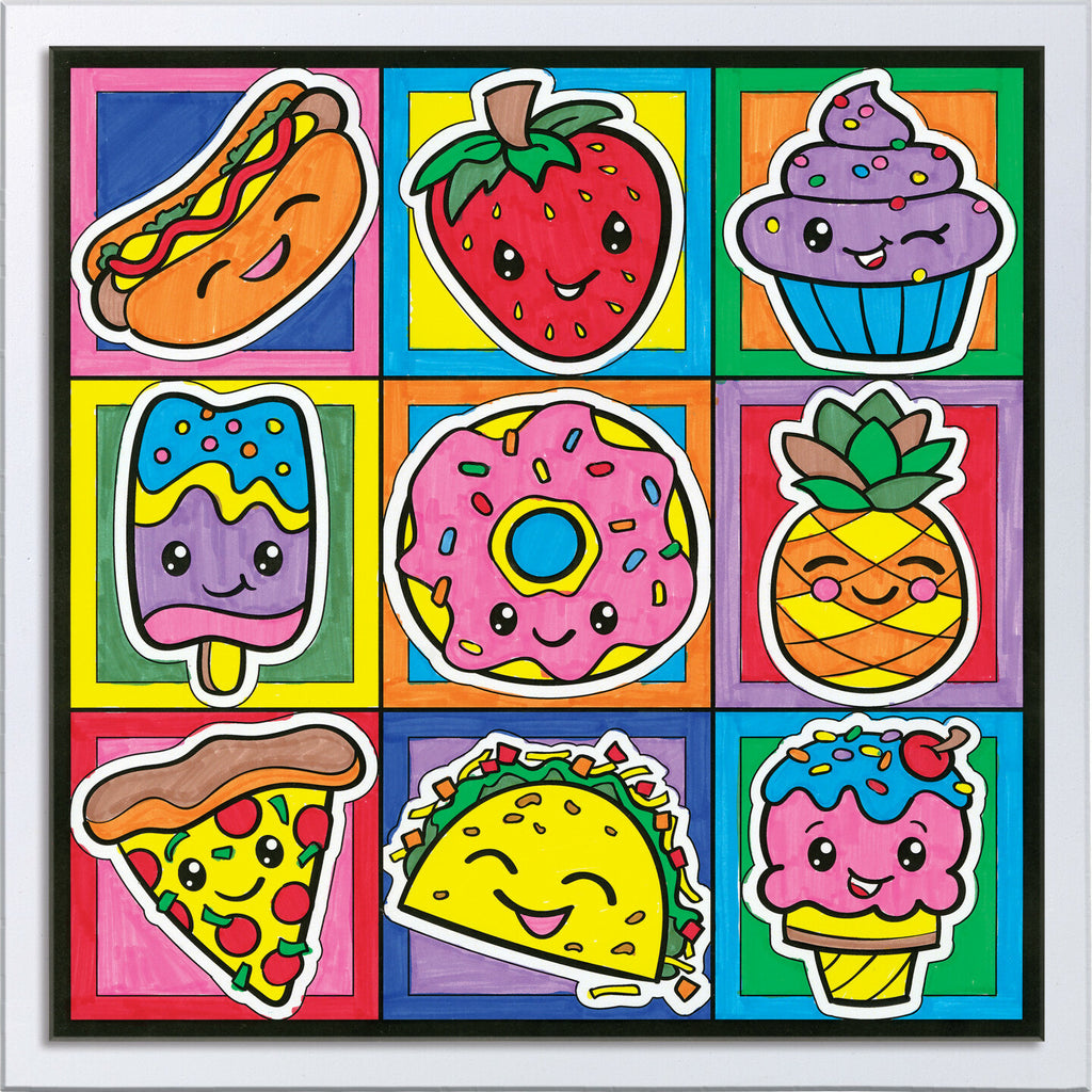 Faber-Castell Color by Number Foodie Friends with cute food character designs and numbered coloring system