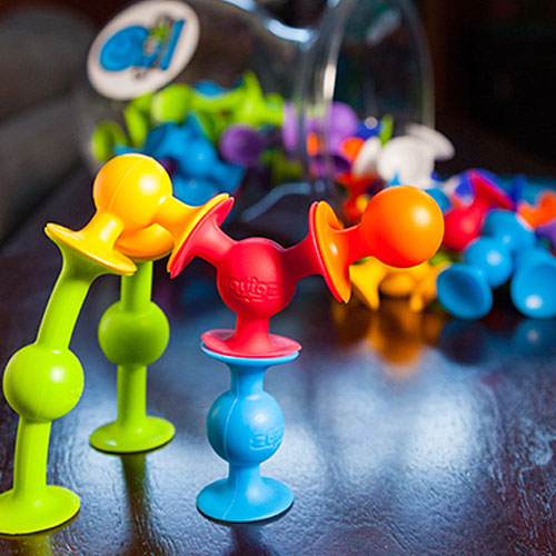 Squigz Starter Set colorful silicone suction construction toys by Fat Brain Toys with 24 pieces for ages 3 and up